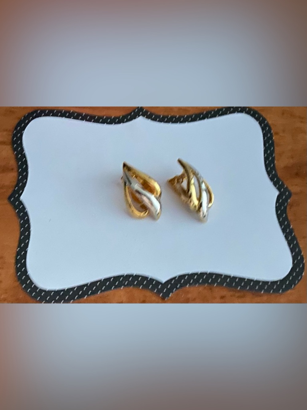 Vintage CLIP-ON Two-Tone Gold and Silver Women’s Earrings